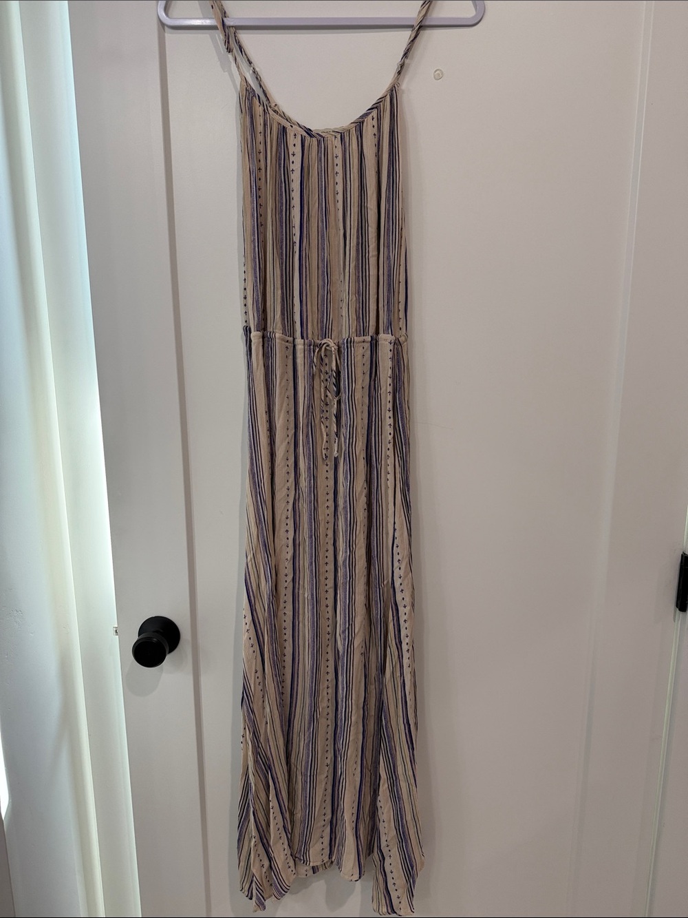 Flynn Skye Beige and Blue Striped Maxi Dress